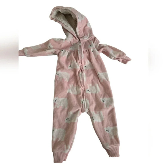 Carter's Infant Fleece Zip Up One Piece - Picture 1 of 3
